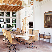 Dining table and chairs with modern art collection