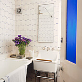 White tiled bathroom