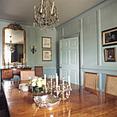 Elegant panelled dining room with formal Georgian dining table