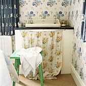 Sink in floral bathroom