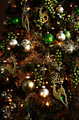 Christmas tree detail with decorations and fairylights