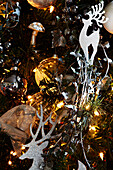 Christmas tree detail with decorations and fairylights