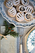 Mince pies on table in East Sussex coach house  England  UK