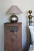 Vintage coffee dispenser bedside table in Edwardian West Sussex townhouse England UK