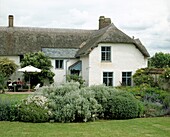 Garden view of thatched farmhouse 