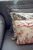 Detail of cushion display on sofa