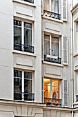 Lit exterior of Paris Apartment, France