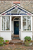 View into porchway of Crantock home Cornwall England UK