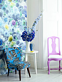 Blue florals with upcycled chair