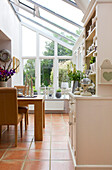 Kitchen extension skylight in Staplehurst family home Kent England UK