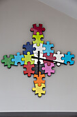 Jigsaw clock face in contemporary London home, England, UK