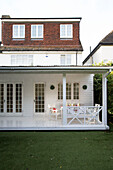 Veranda terrace of semi detached South London family home England UK