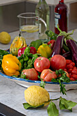 Assorted vegetables in Italian villa on the Amalfi coast