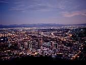 View of Cape Town from mountains at night