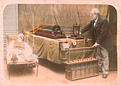 Arthur Radiguet taking an x-ray of a man lying down