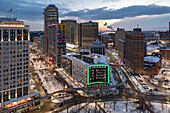 Downtown Detroit, Michigan, USA, aerial photograph