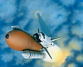 Space shuttle launch, illustration