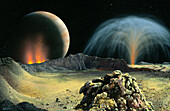 Eruptions on Jupiter's moon Io, illustration