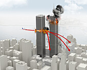 September 11 Twin Towers attacks, illustration