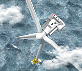 Offshore wind turbine, illustration