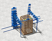 3D printing of a skyscraper, illustration