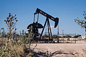 Oil field pumpjack on an oil well in West Texas, USA