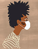 Woman wearing a face mask, illustration