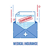 Insurance claim denial letter, conceptual illustration