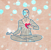 Woman in yoga lotus pose, illustration