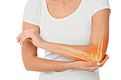 Pain in elbow, conceptual image