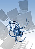 Computer virus, conceptual illustration