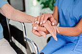 Nurse caring for senior woman