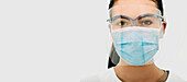 Doctor wearing face protection