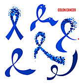 Colon cancer awareness ribbon, conceptual