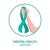 Mental health awareness ribbon, conceptual illustration