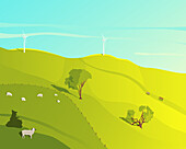 Wind farm, illustration
