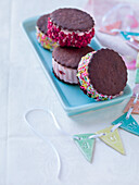 Ice cream sandwiches with sprinkles