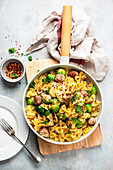 Sausage and Brussels sprouts carbonara