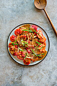 Blood Orange and Tomato Salad with Tahini, Soy and Aleppo Pepper Dressing