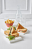 Brie, cranberry and rocket toasted sandwiches