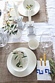 Summer table with DIY decoration in Greek style