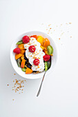 Fruit salad with yogurt cream