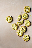 Chocolate and pandan crinkle cookies