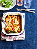 Chard, roast cherry tomato and ricotta bake