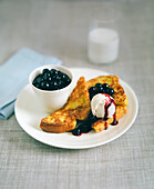 Brioche French toast with warm blueberry compote