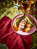 orange-glazed duck with duck-fat fondant potatoes