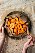 Preparation for a homemade Apricot Galette