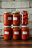 Homemade tomato sauce in jars