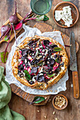 Mini beet galette with pine nuts and feta