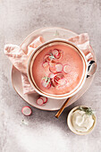 Foamy radish soup with creme fraiche